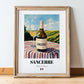 Sancerre – French White Wine, Wine Bar Poster, in wooden frame leaning on the floor
