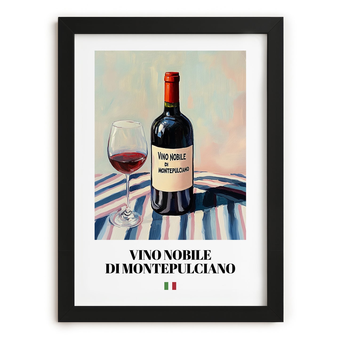 Vino Nobile di Montepulciano – Italian Red Wine, Tasting Room Wall Art, in sleek black frame