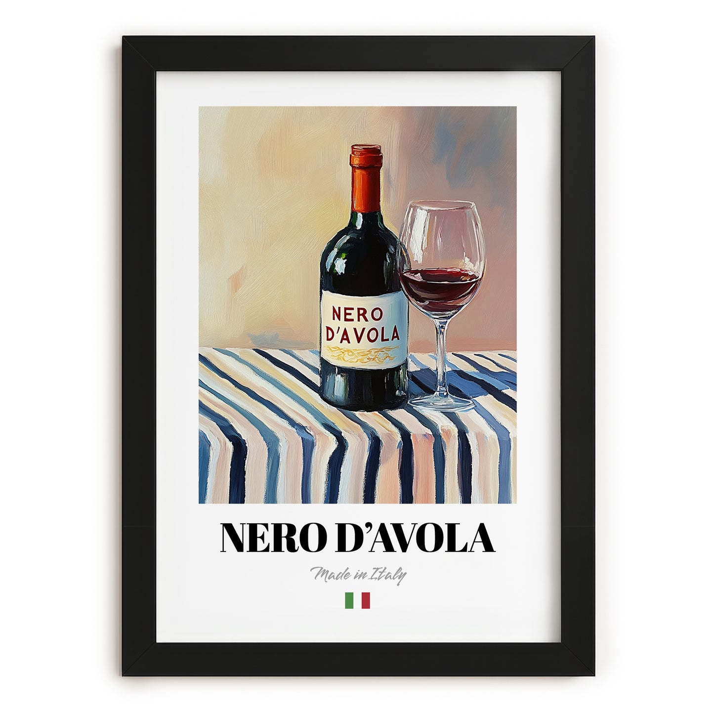 Nero d'Avola – Italian Red Wine, Vinoteca Painting, in sleek black frame