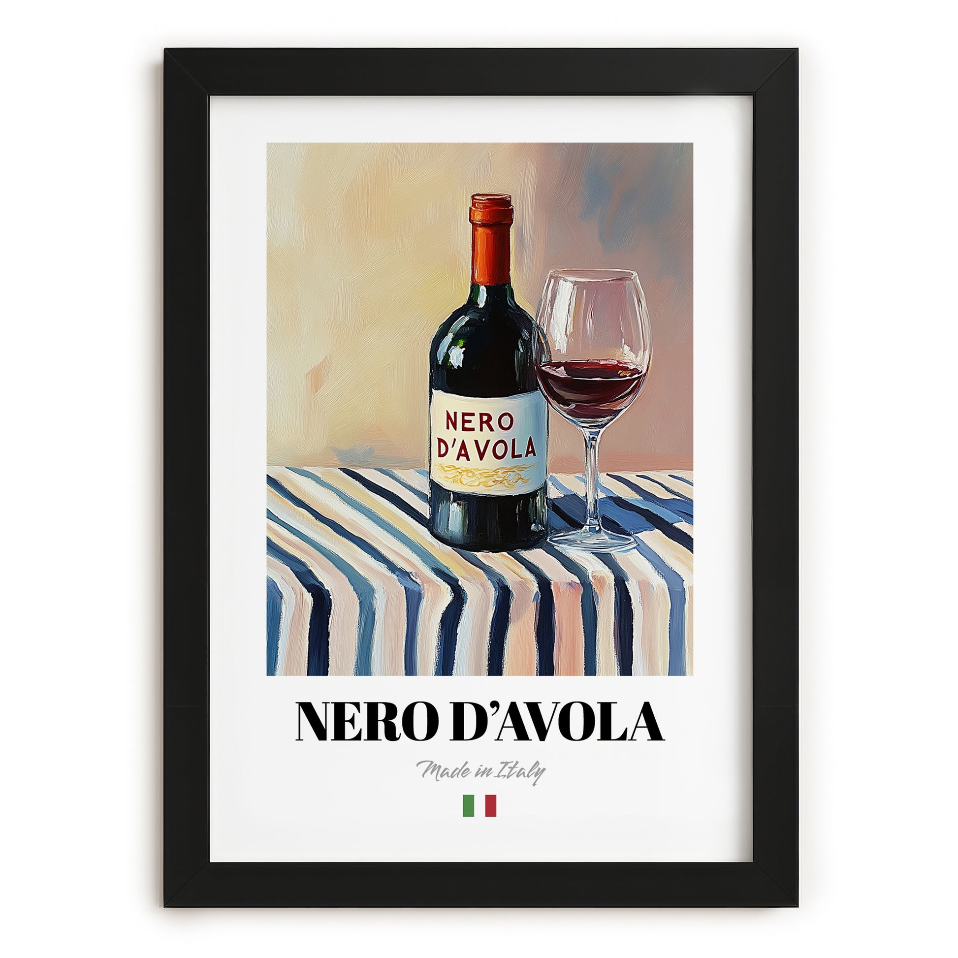 Nero d'Avola – Italian Red Wine, Vinoteca Painting, in sleek black frame