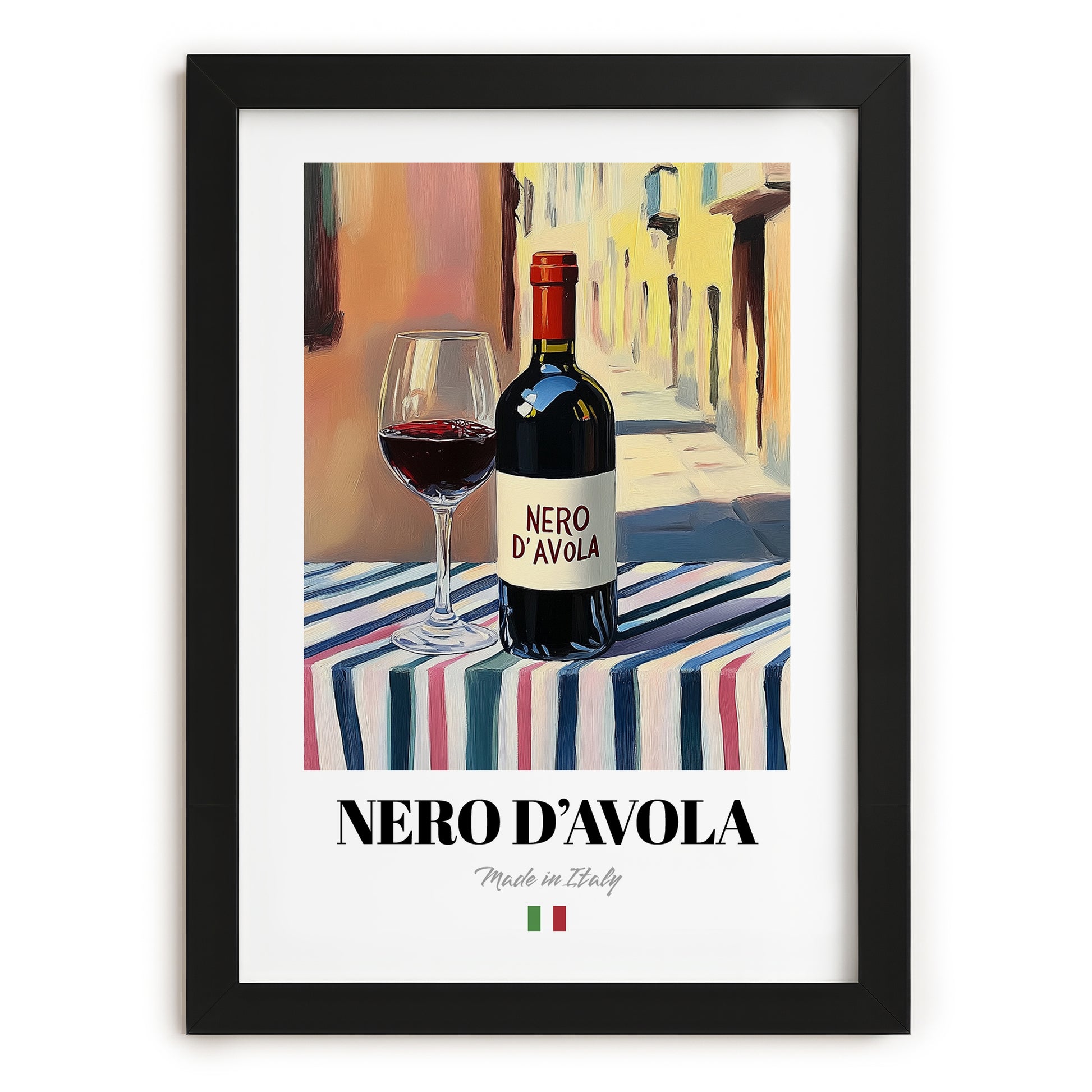 Nero d'Avola – Italian Red Wine, Enoteca Poster, in sleek black frame