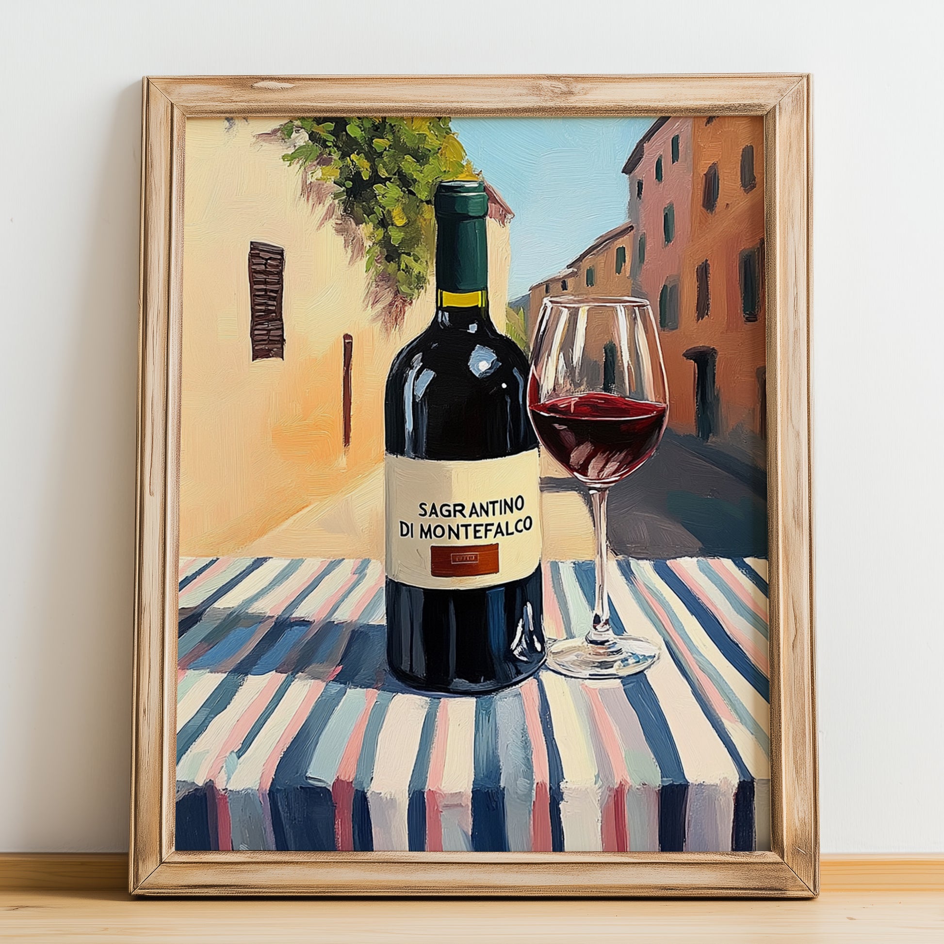 Sagrantino di Montefalco – Italian Red Wine, Enoteca Poster, no-text version framed in wood