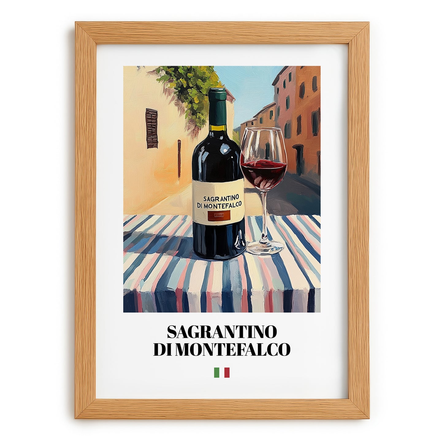 Sagrantino di Montefalco – Italian Red Wine, Enoteca Poster, set in oak frame