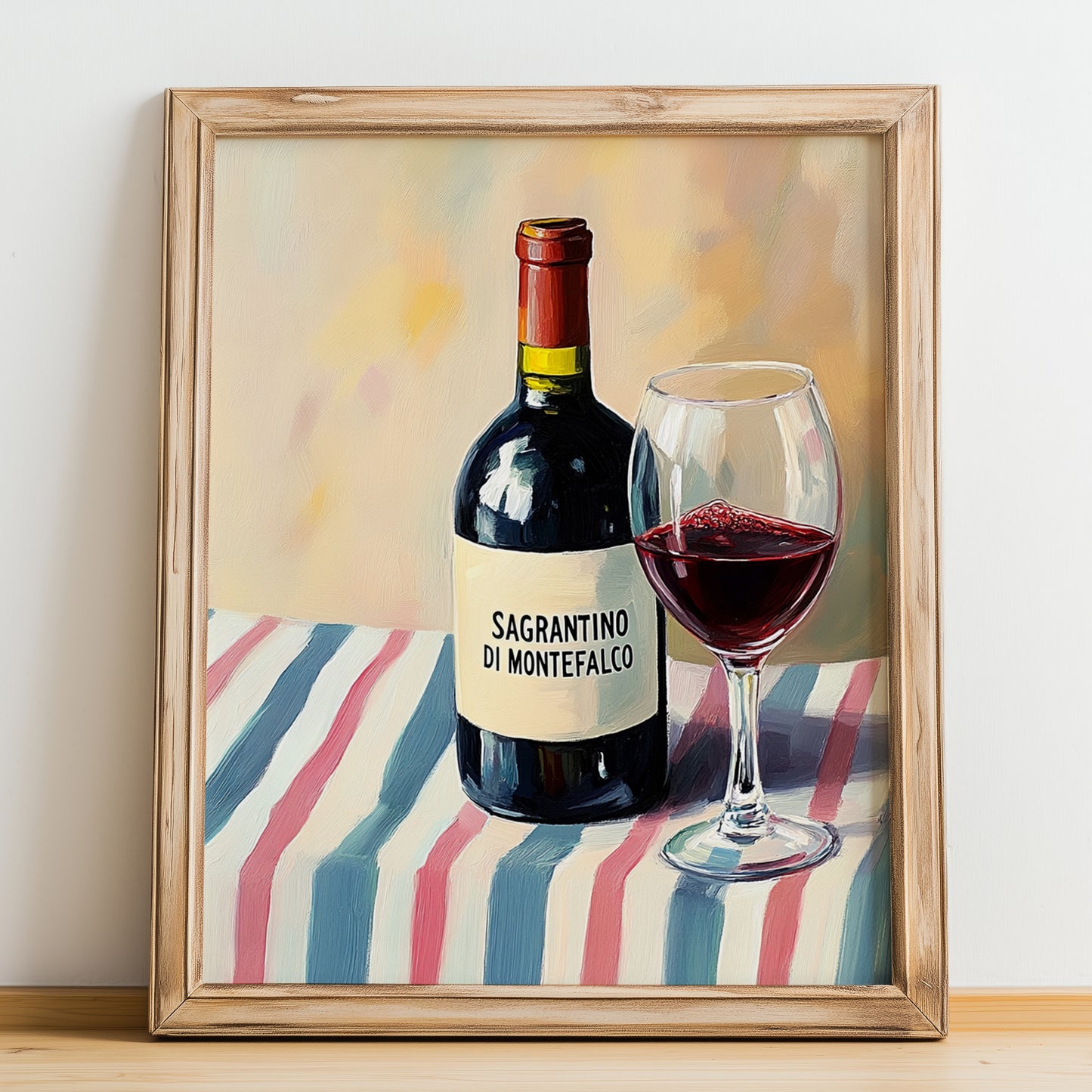 Sagrantino di Montefalco – Italian Red Wine, Wine Bar Poster, no-text version framed in wood