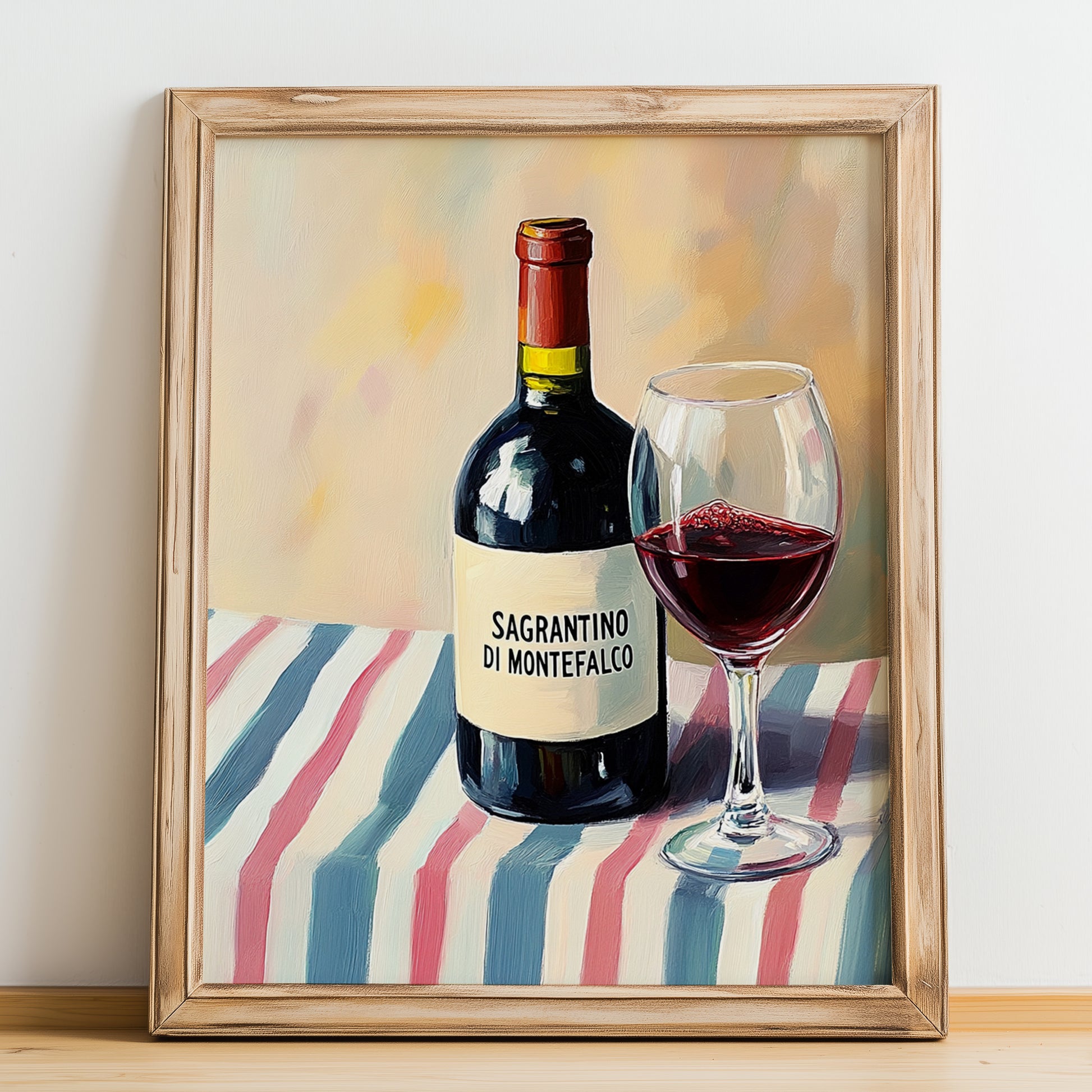 Sagrantino di Montefalco – Italian Red Wine, Wine Bar Poster, no-text version framed in wood
