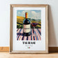 Taurasi – Italian Red Wine, Bodega Illustration, in wooden frame leaning on the floor