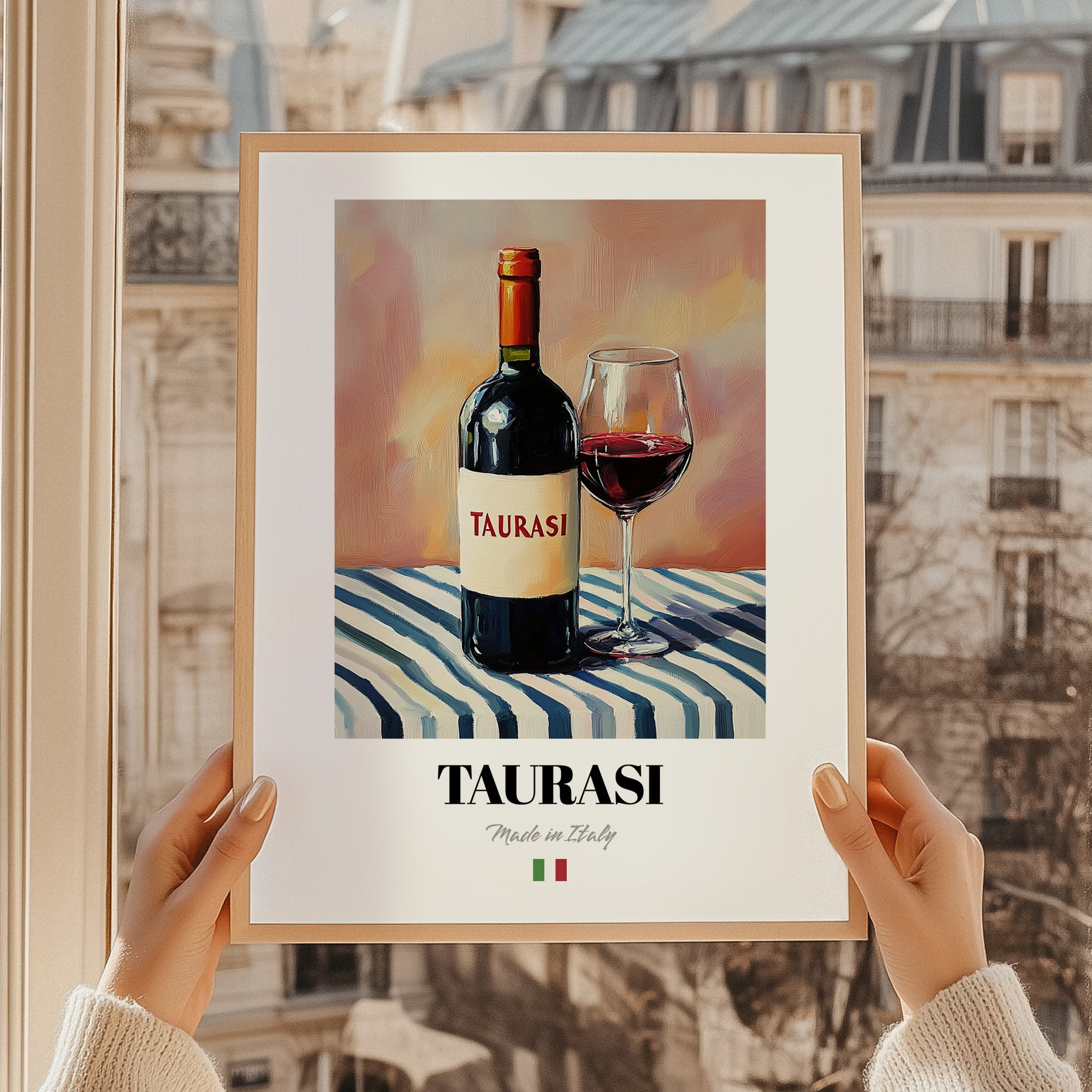 Taurasi – Italian Red Wine, Vineyard Terrace Print, styled in a charming Paris street view