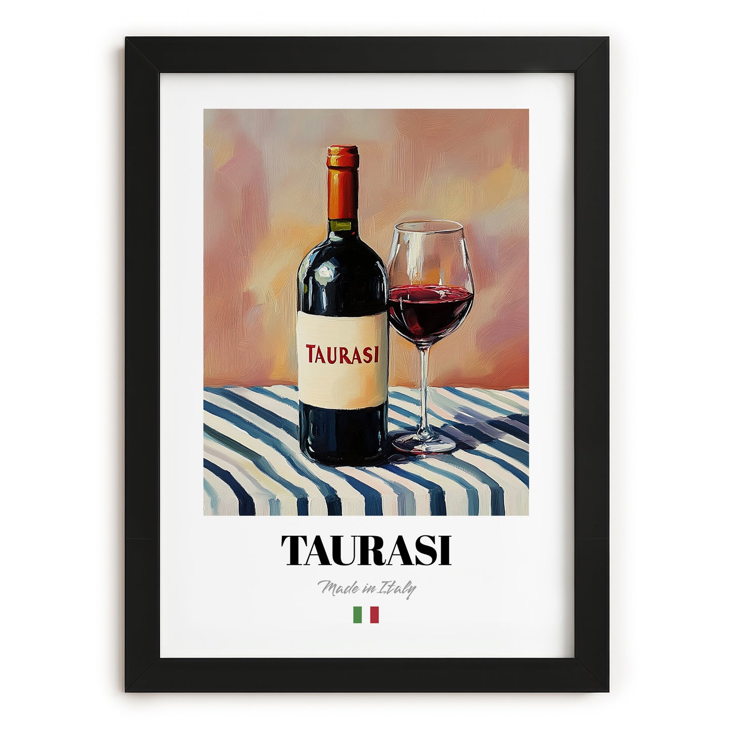 Taurasi – Italian Red Wine, Vineyard Terrace Print, in sleek black frame