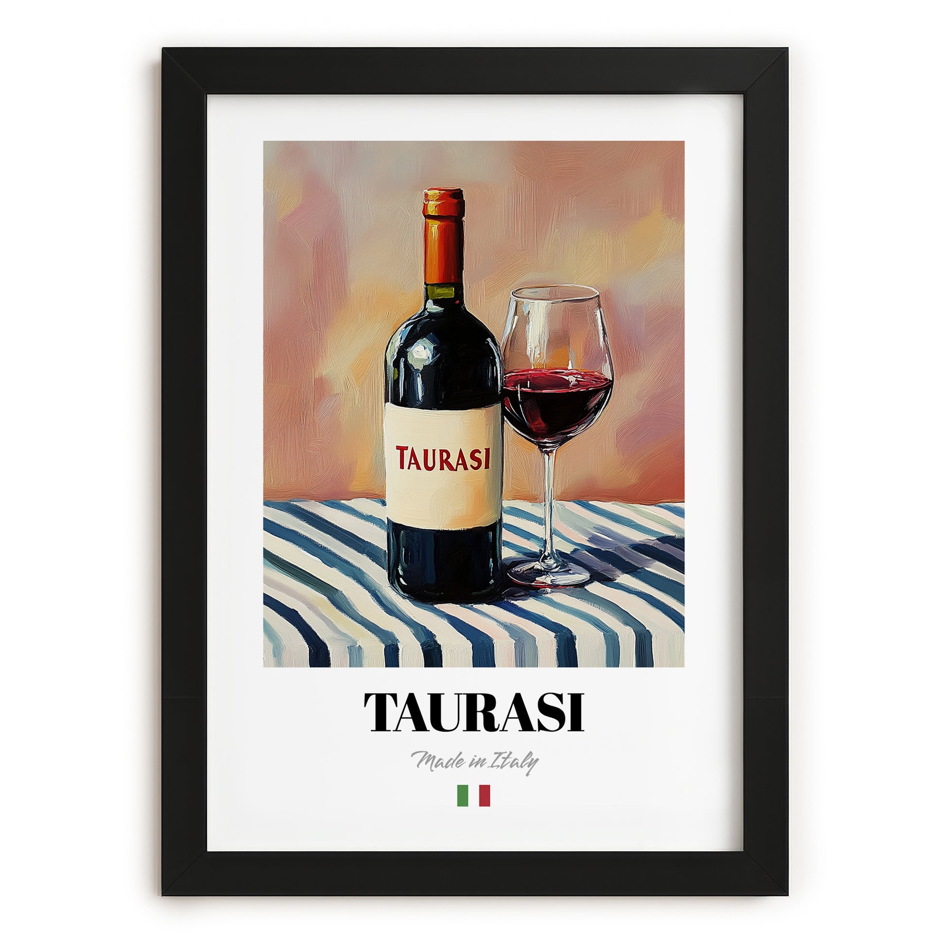 Taurasi – Italian Red Wine, Vineyard Terrace Print, in sleek black frame