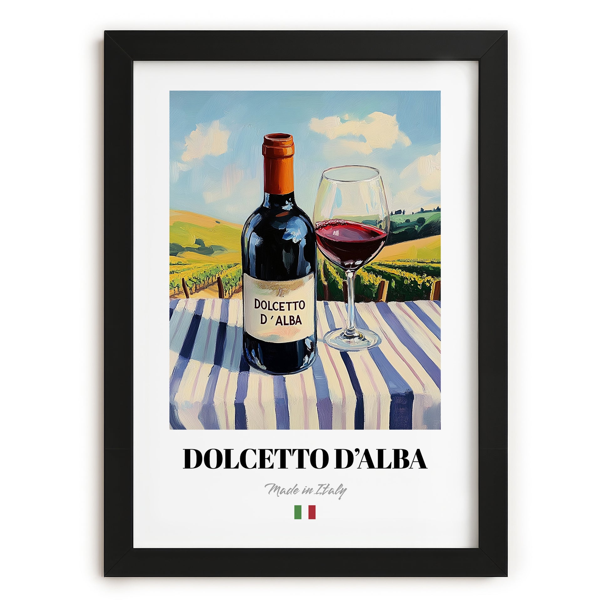 Dolcetto d'Alba – Italian Red Wine, Vinoteca Wall Art, in sleek black frame