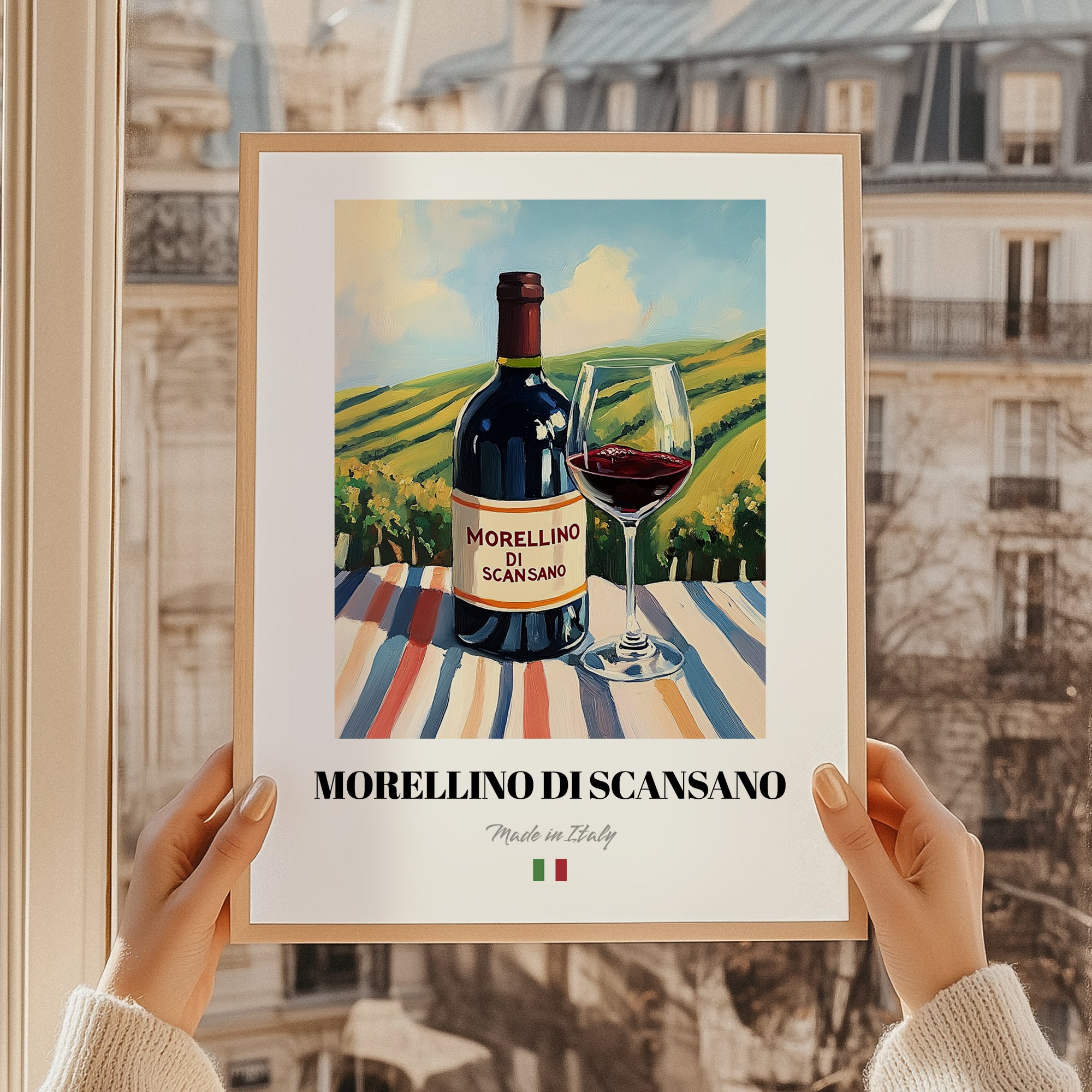 Morellino di Scansano – Italian Red Wine, Vinoteca Art, styled in a charming Paris street view
