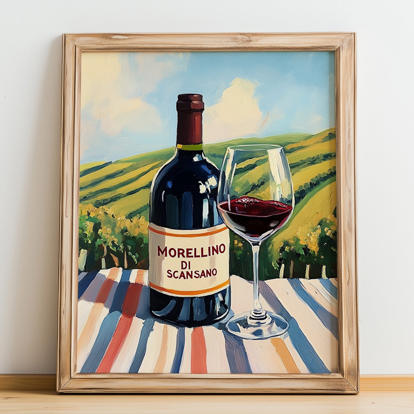 Morellino di Scansano – Italian Red Wine, Vinoteca Art, no-text version framed in wood