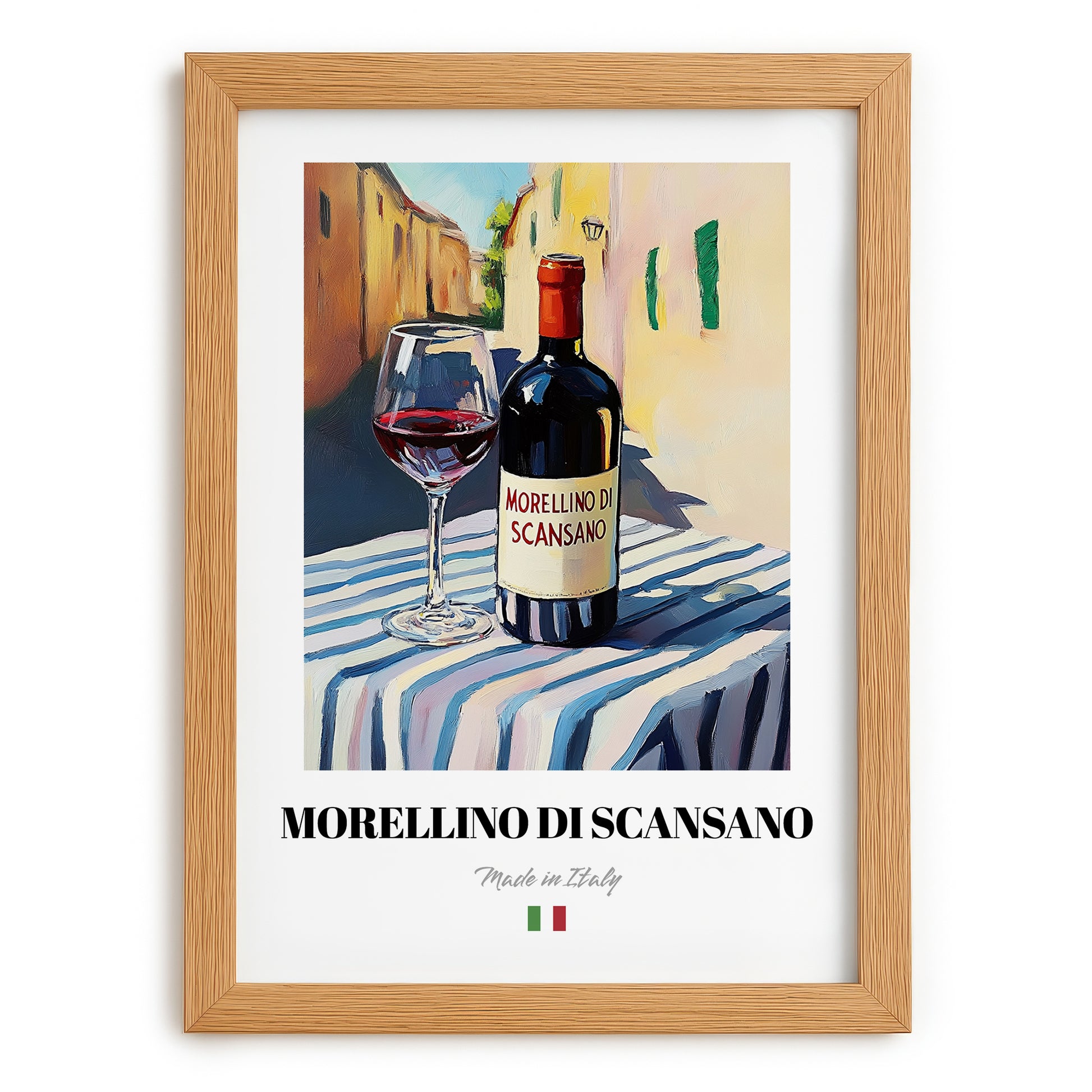 Morellino di Scansano – Italian Red Wine, Tasting Room Wall Art, set in oak frame