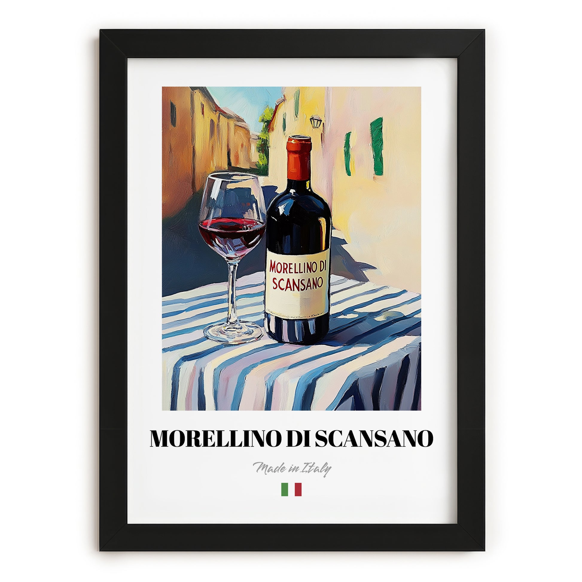 Morellino di Scansano – Italian Red Wine, Tasting Room Wall Art, in sleek black frame
