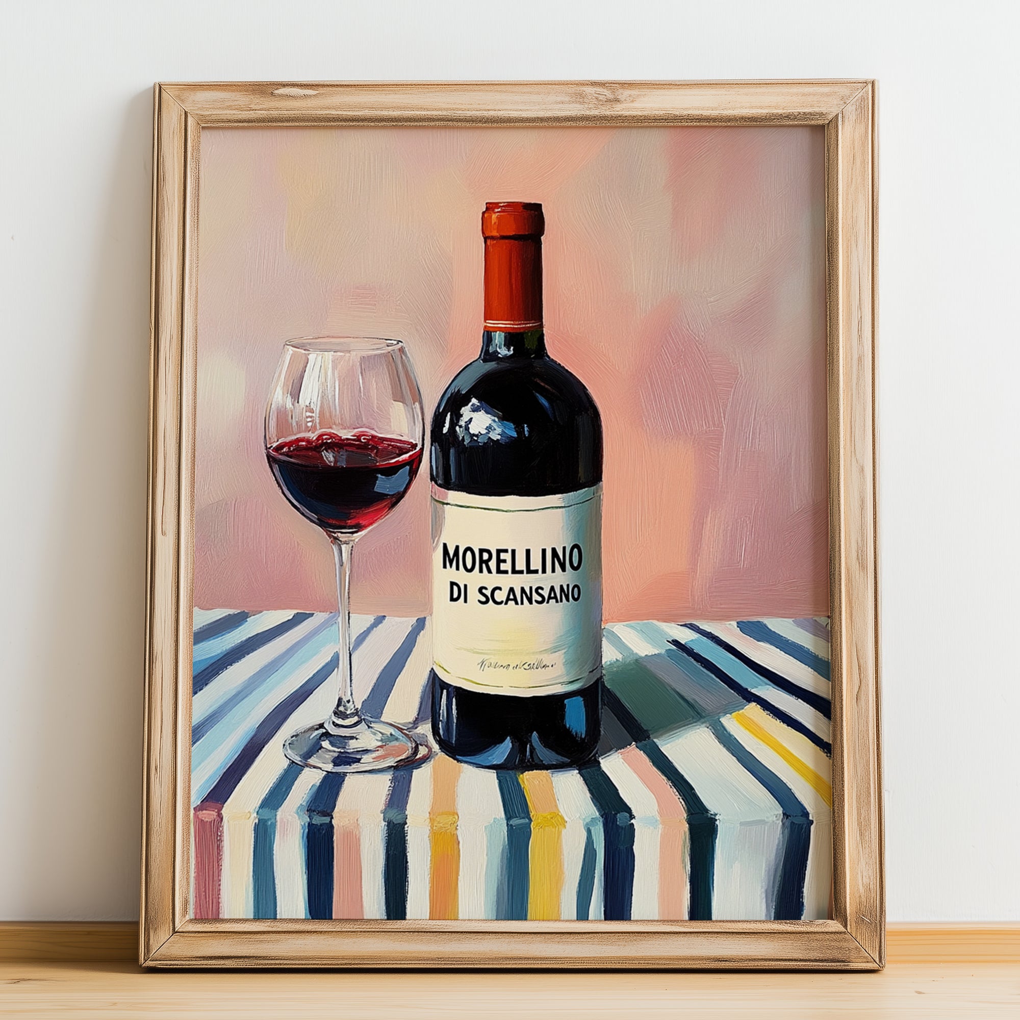 Morellino di Scansano – Italian Red Wine, Tasting Room Wall Art, no-text version framed in wood