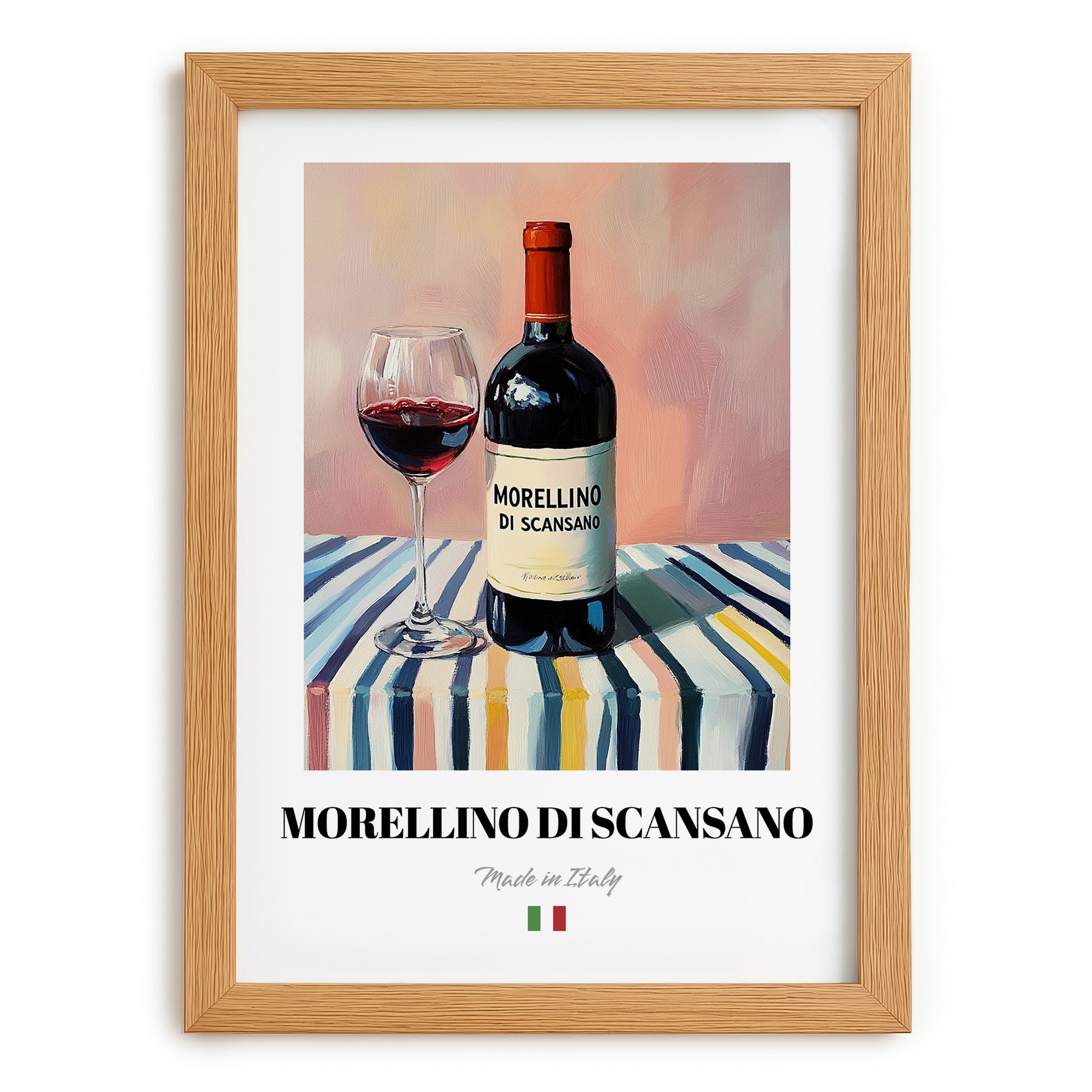 Morellino di Scansano – Italian Red Wine, Tasting Room Wall Art, set in oak frame
