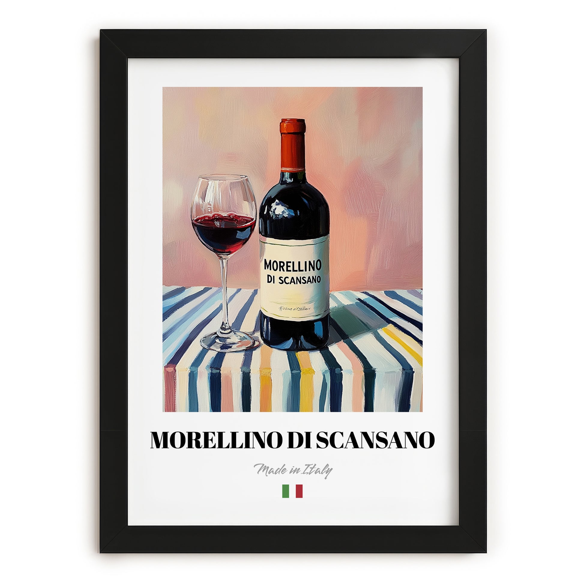 Morellino di Scansano – Italian Red Wine, Tasting Room Wall Art, in sleek black frame