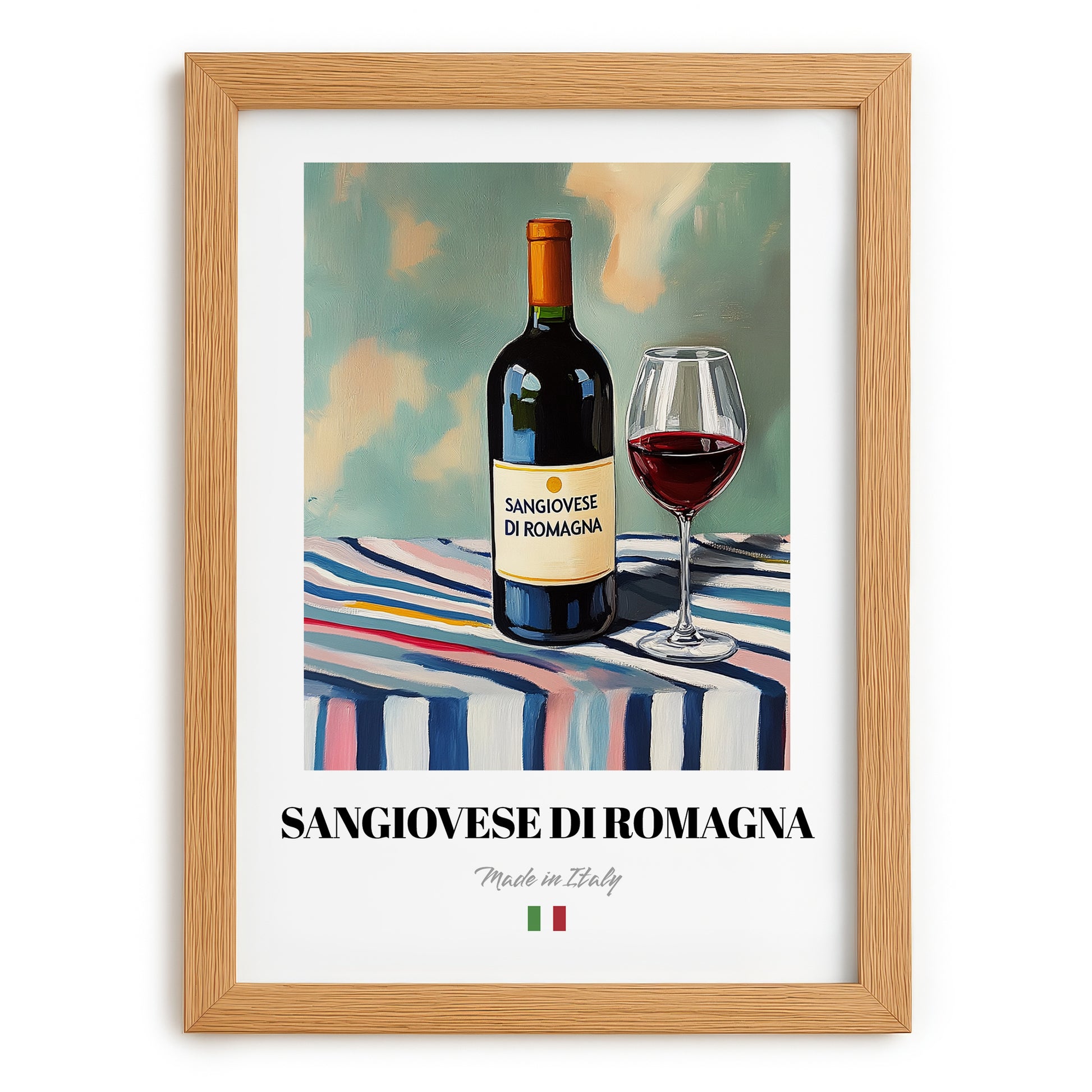 Sangiovese di Romagna – Italian Red Wine, Vinoteca Poster, set in oak frame