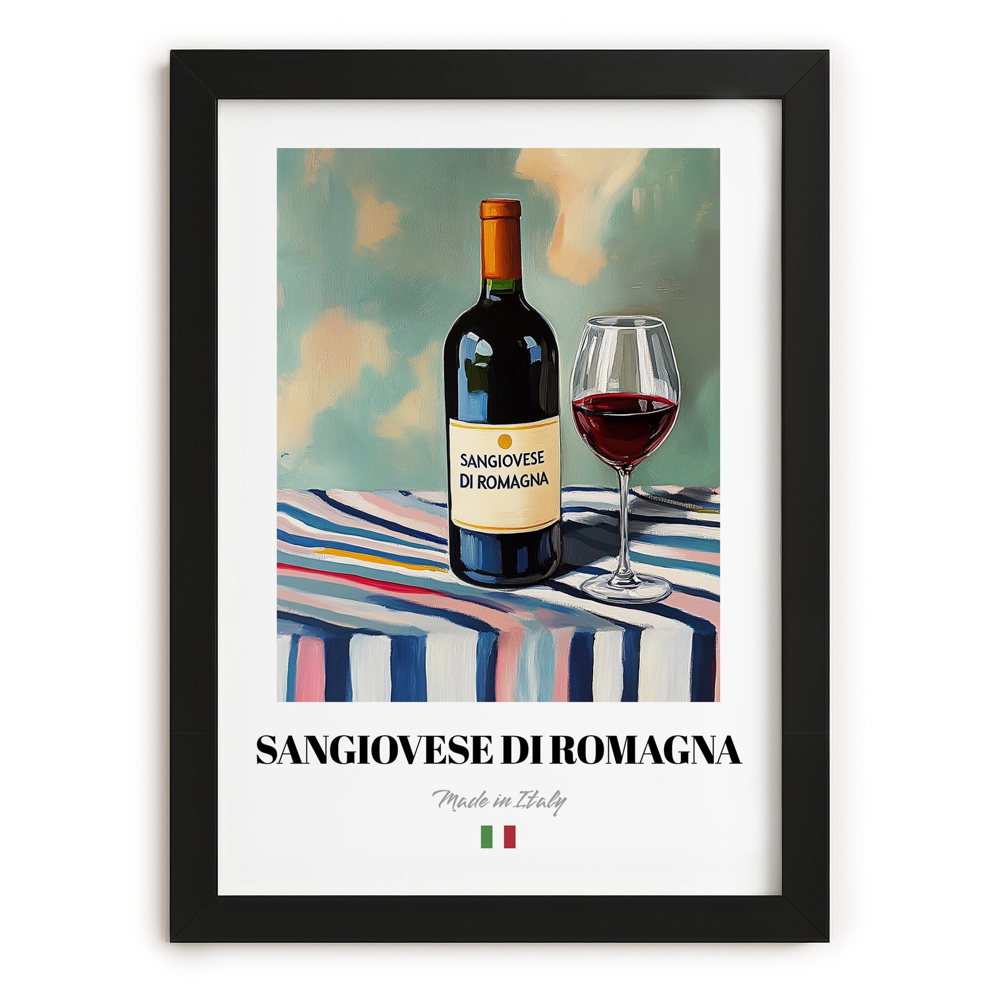 Sangiovese di Romagna – Italian Red Wine, Vinoteca Poster, in sleek black frame