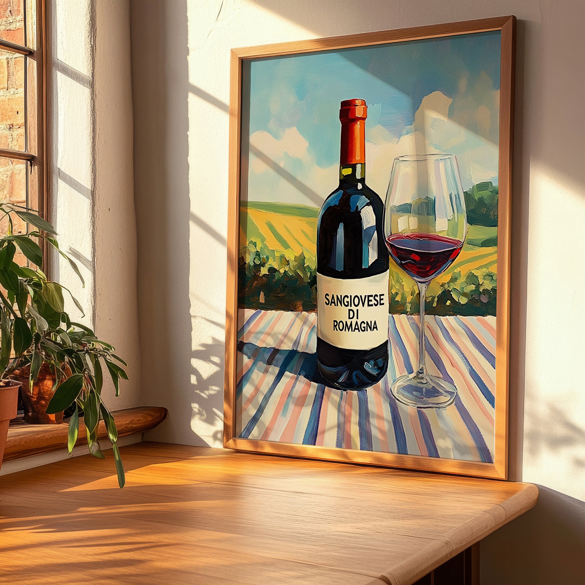Sangiovese di Romagna – Italian Red Wine, Vinoteca Painting, clean layout with no caption