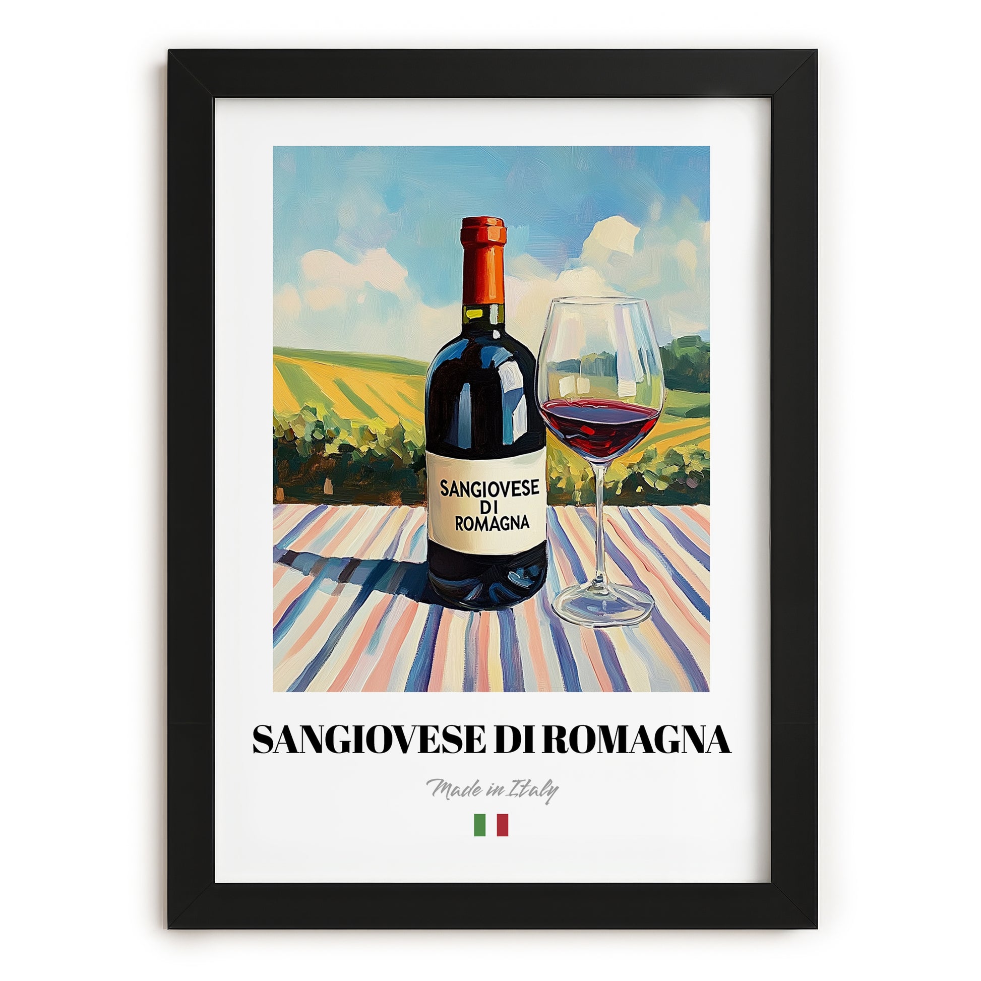 Sangiovese di Romagna – Italian Red Wine, Vinoteca Painting, in sleek black frame