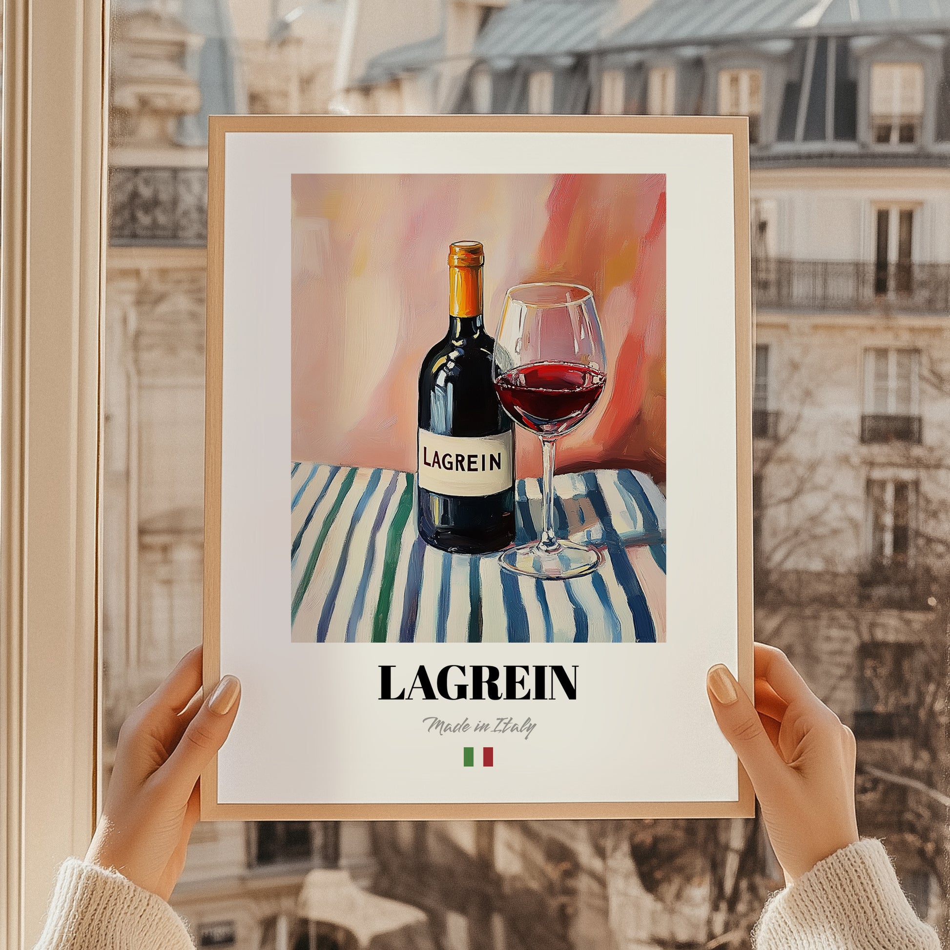 Lagrein – Italian Red Wine, Bodega Illustration, styled in a charming Paris street view