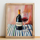 Lagrein – Italian Red Wine, Bodega Illustration, no-text version framed in wood