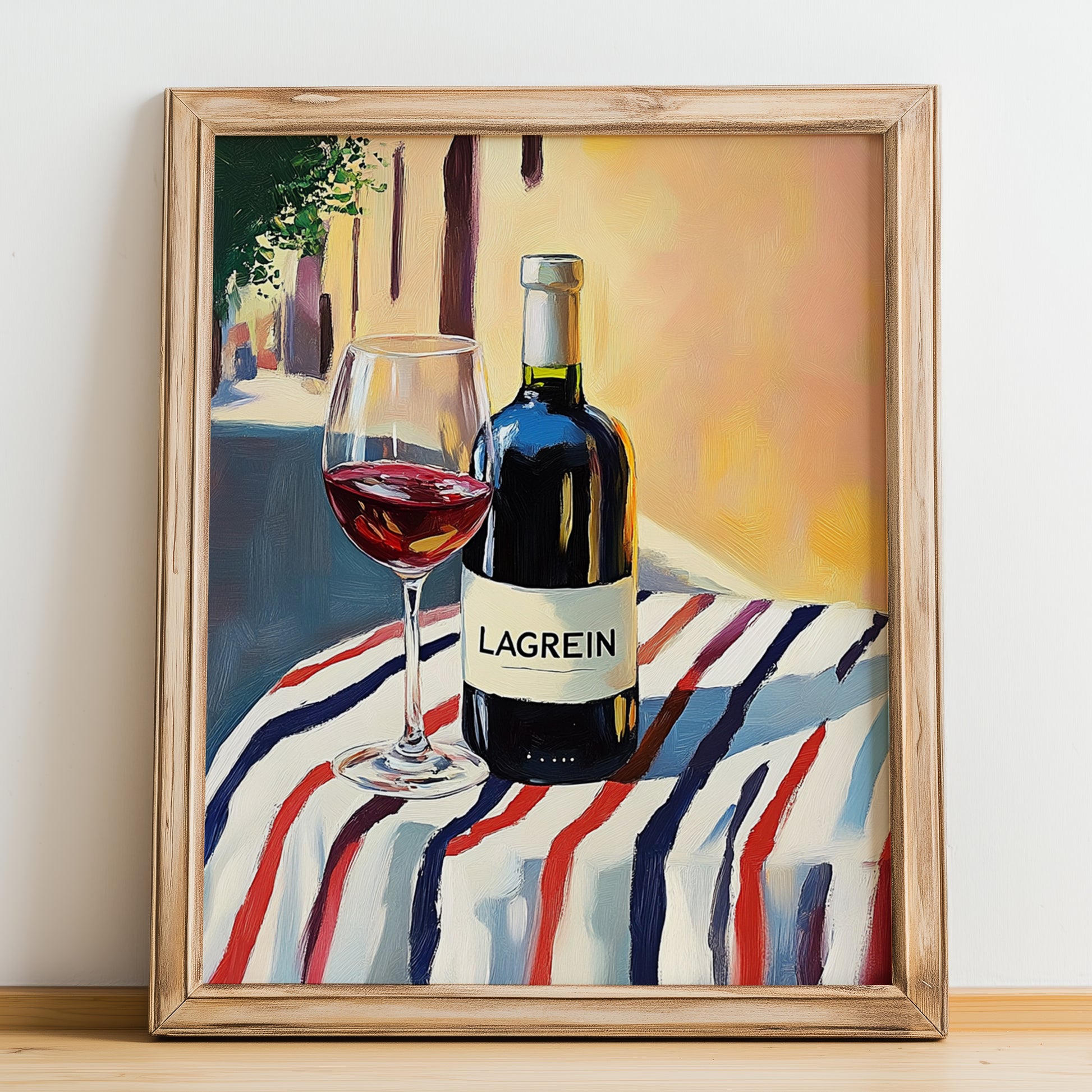 Lagrein – Italian Red Wine, Wine Bar Art, no-text version framed in wood