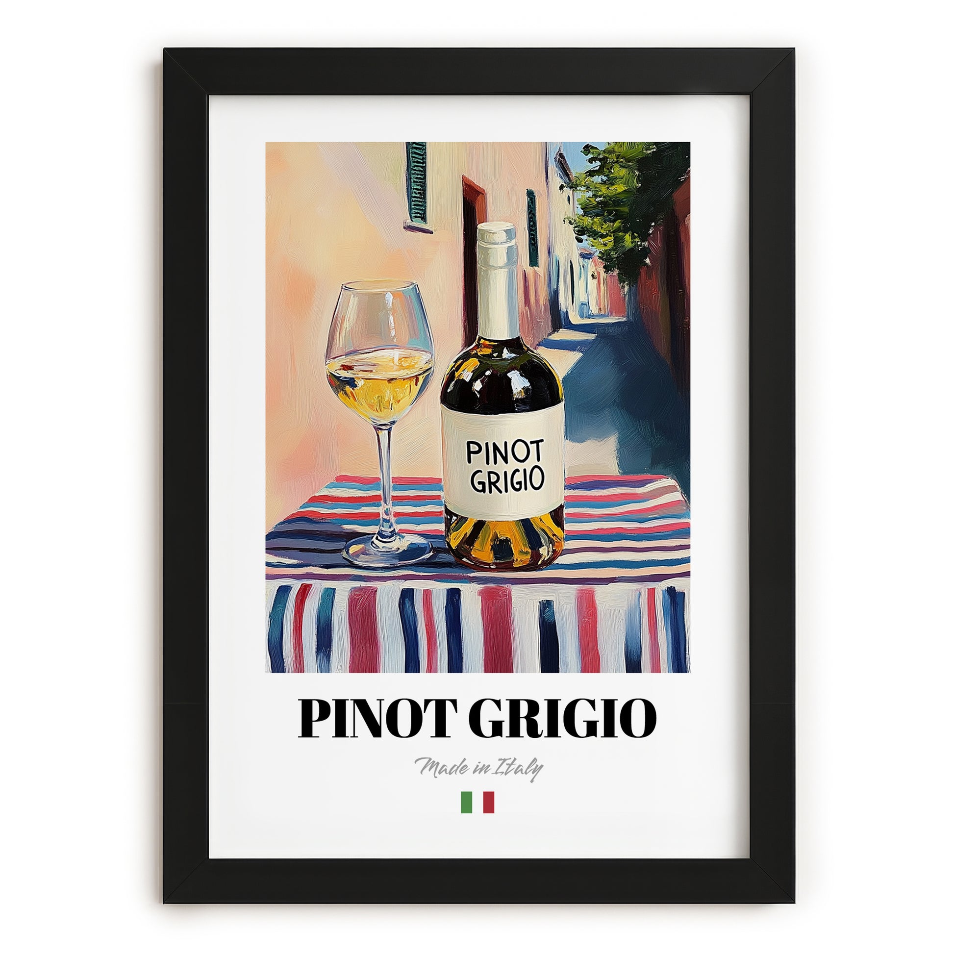 Pinot Grigio – Italian White Wine, Enoteca Poster, in sleek black frame