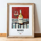 Soave – Italian White Wine, Wine Bar Still Life, in wooden frame leaning on the floor