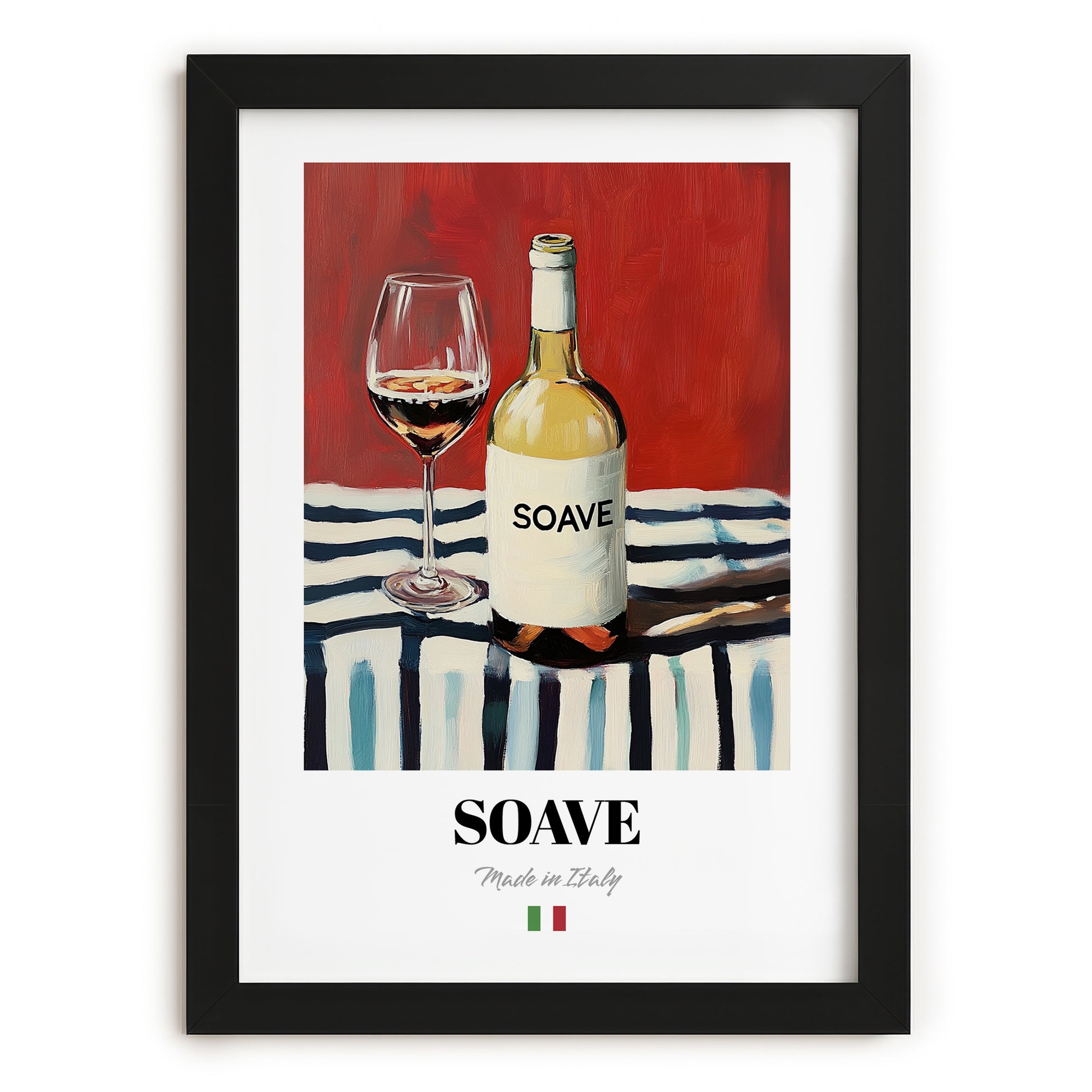 Soave – Italian White Wine, Wine Bar Still Life, in sleek black frame