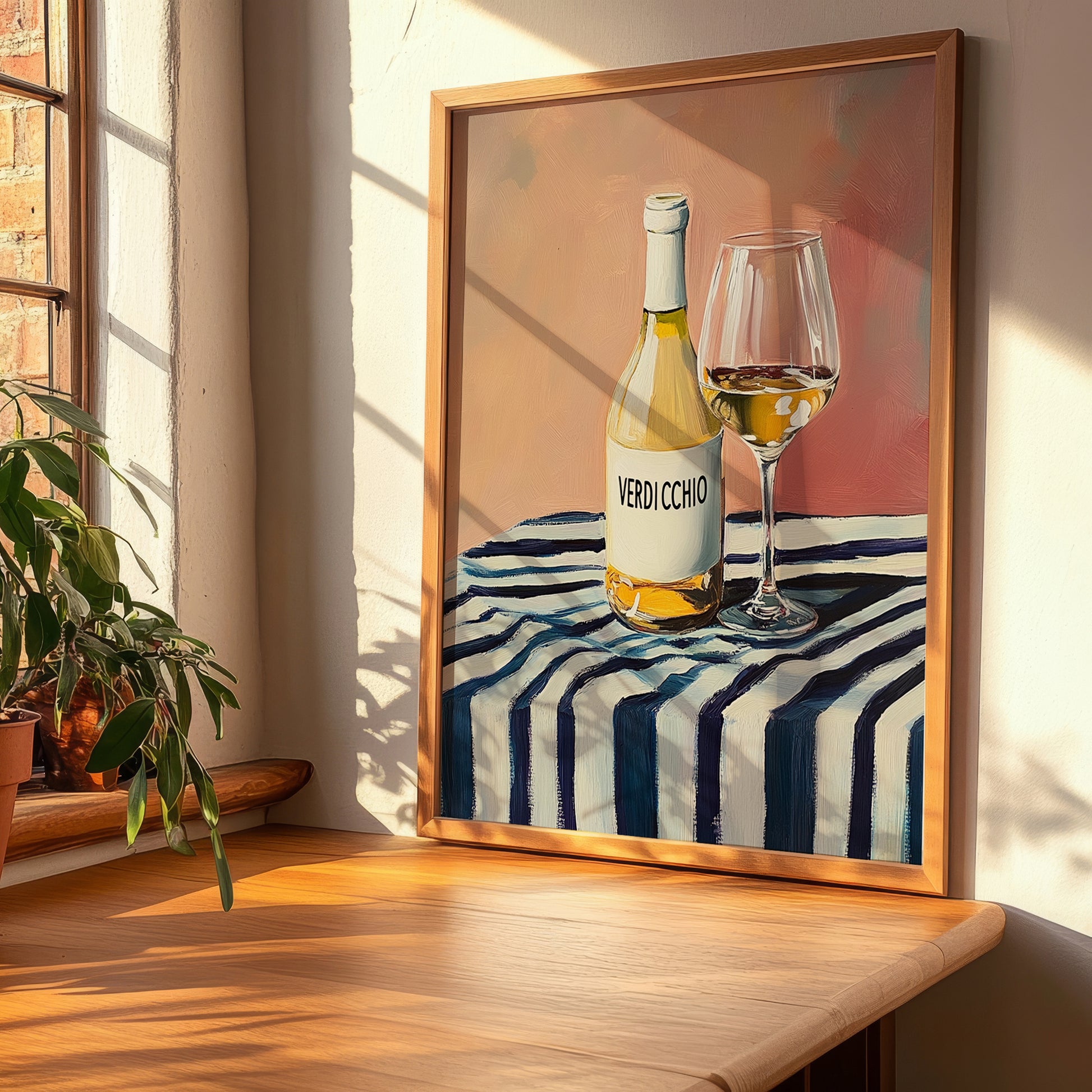 Verdicchio – Italian White Wine, Wine Bar Painting, clean layout with no caption