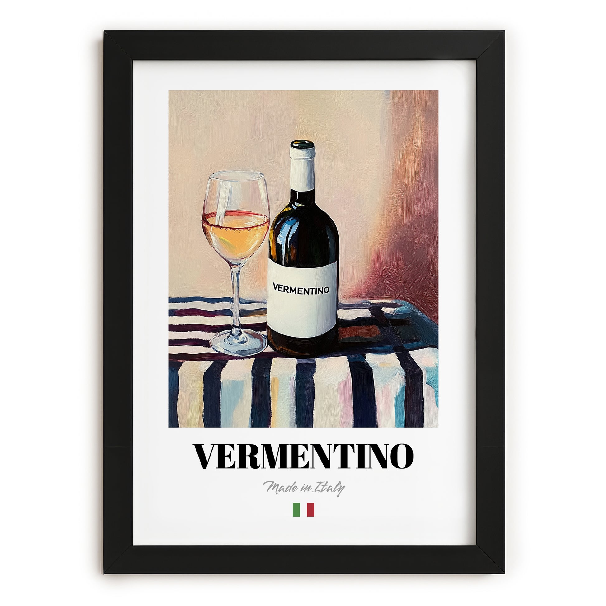 Vermentino – Italian White Wine, Vinoteca Poster, in sleek black frame