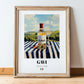 Gavi – Italian White Wine, Vineyard Terrace Wall Art, in wooden frame leaning on the floor