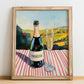 Prosecco – Italian Sparkling Wine, Vineyard Terrace Wall Decor, no-text version framed in wood